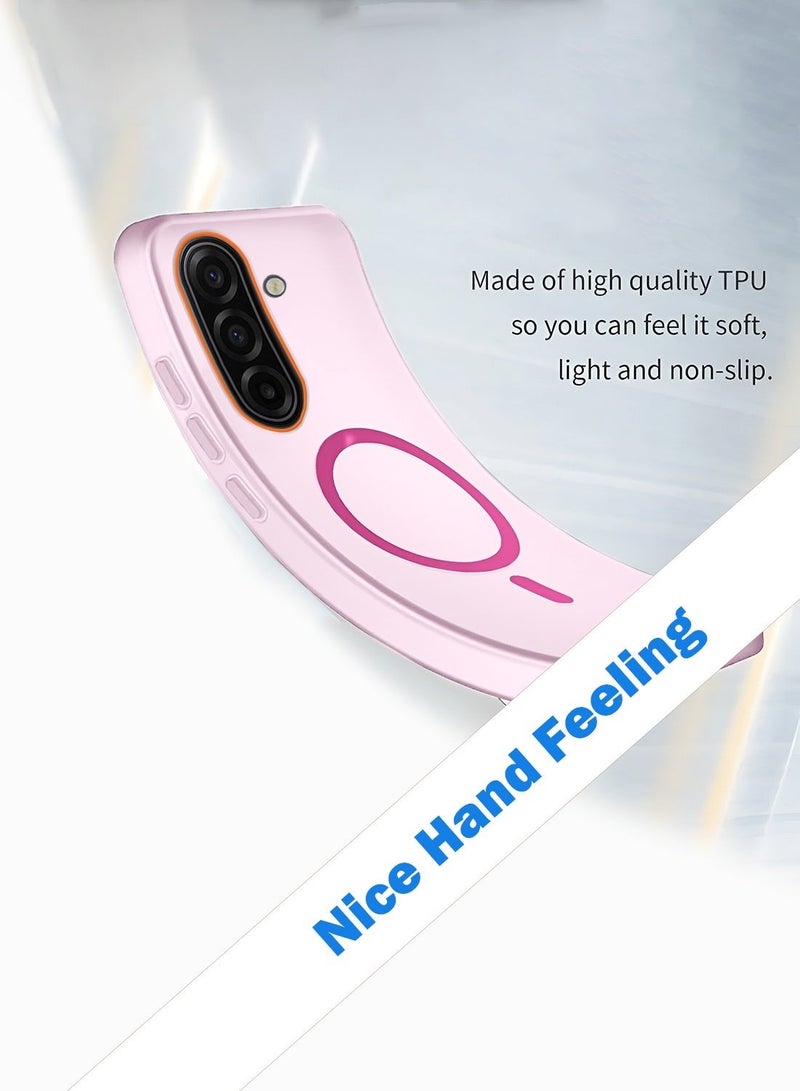 دبليو تيك غطاء هاتف سامسونج جالاكسي A37 5G 2026 هجين شفاف ماجسيف مع شحن مغناطيسي وارتفاع حول الكاميرا لمظهر أنيق (MCMPMN) - وردي فاتح - Image 3